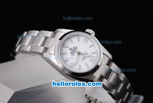 Rolex Explorer Automatic Movement Silver Case with White Dial-ladysize - Click Image to Close